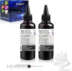 Ink Refill Kit for HP 21 22 60 61 62 63 64 65 67 67XL 94 95 96 564 711 901 902 920 932 933 934 940 950 951 952 970 971 Ink Cartridge Bottle (2*Black, 100 ml)