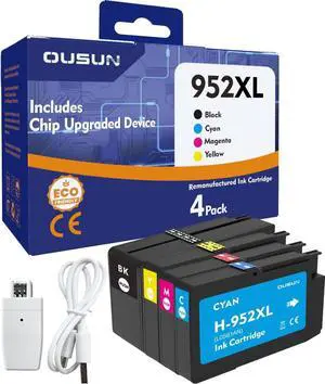 952XL Black Cyan Magenta Yellow Ink Cartridges (4-Pack) Replacement for HP 952 XL Works with OfficeJet Pro 8702 8720 7740 8740 7720 8715 8710 Series