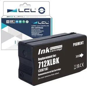 LCL Compatible 712 712XL Black High Yield 80-ml Ink Cartridge (3ED71A) Replacement for HP 712 DesignJet T650, T630, T250,T230, T210 & Studio Plotter Printers (1-Pack) LCL Compatible 712 712XL Black High Yield 80-ml Ink Cartridge (3ED71A) Replacement for HP 712 DesignJet T650, T630, T250,T230, T210 & Studio Plotter Printers (1-Pack)
