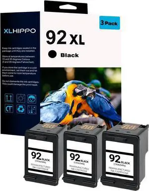 92XL Ink Cartridges Replacement for HP 92 Ink Cartridge Black Compatible with HP 5420v 5442 6310v C3180 C3194 C3100 C3140 C3170 C3173 Printers 3 Pack 92 Black