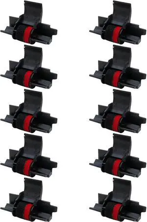 10 Pack Compatible Calculator Ribbon Replacement for Casio hr-100tm Ink IR-40T Calculator Ink Roller Compatible for Casio HR-170RC Canon CP13 Sharp EL-1801V Victor Texas, Individually Sealed, B/R