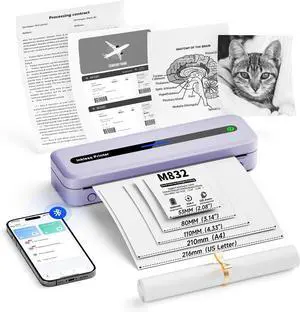 Itari M832 Portable Printers Wireless for Travel, Support 8.5" X 11" Letter&A4 Roll Paper, Bluetooth Thermal Printer Compatible with Phone & Laptop, Inkless Mobile Printer for Office, Home, School