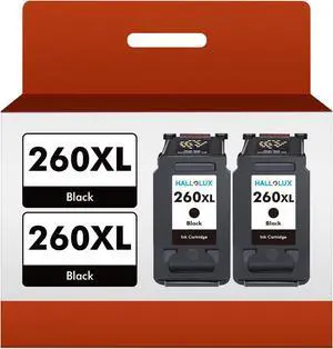 HALLOLUX 260XL Black Ink Cartridges High Yeild for Canon 260XL Black Ink PG-260XL 260XL PG260 XL for Canon Pixma TS5320 TS6420a TS6420 TR7020a TR7020 All in One Printers(2 Black)