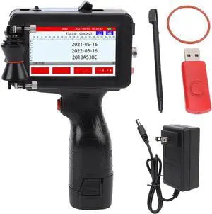 4.3 Inch Touch Screen Quad Core CPU Handheld Inkjet Printer, Portable Printer for Text QR Code Barcode Logo on Wood Plastic Metal, Quick Drying Inkjet Coder for Any Surface (US Plug 100-240V)