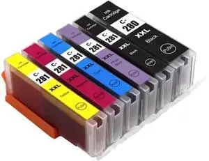 Compatible Ink Cartridges Compatible with PGI280 CLI281 Compatible with TS702 TR7520 TR8520 TS6120 TS8120 TS8320 TS9120 TS9520(1 Set 6 Colors)