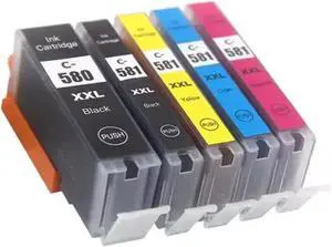 Compatible Ink Cartridges PGI580 CLI581 Compatible with TS705 TR7550 TR8550 TS6150 TS6250 TS8150 TS8250 TS9150 TS9550(One Set 5 Colors)