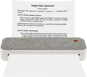 Portable Thermal Printer, Inkless Printing Technology, 203dpi Resolution, Dual Connection for Mobile Phone and Pc, 2600mah Long Battery Life