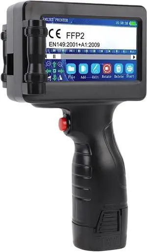 Hyuduo Handheld Inkjet Printer, Mini Portable with 4.3in HD LED Touch Screen and Smart 4 Core CPU, for QR Code Barcode Printing on Wood Plastic Fabric Leather (US Plug 100V-240V)