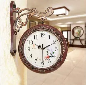 Watch Wall Clock 20 inches Sided Wall Clock Creative Living Room Mute Clock Fashion Watches Two-Sided Clock Wall Zhong Shiying Wall Clock (Color : 2#, Size : 20 S) (20 M 3#)