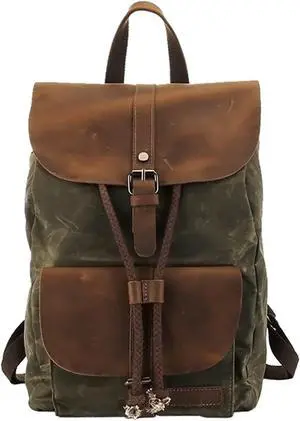 Gym Bags Vintage Style Outdoor Men Backpack Waterproof Waxed Canvas School Bags Large Capacity Travel Male Rucksack (Color : Dark Gray) (Army Green)