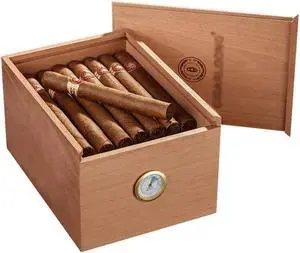 Cigar Box Cedar Wood Hollow Partition Partition Large Capacity Cigar Case Decorative box (Color : Wood Color, Size : 22 * 16 * 12cm) (Color : Wood Color, Size : 22 * 16 * 12cm)