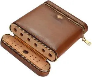 Cigar Case for 6 Cigars Leather Cigar Bag Lightweight and Portable Decorative Box (Color : Brown, Size : 20 * 17.5 * 4cm) (Color : Brown, Size : 20 * 17.5 * 4cm)