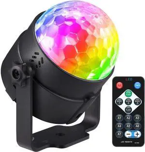 Sound Activated Party Lights, LED 7 Colors Star Light Projector with Remote Control, Sound Activated Strobe Stage Lights Magic Ball Light for DJ Bar Pub Club Party Karaoke Music Show