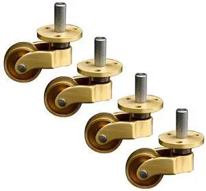 4*; Brass Caster Wheels Antique Swivel Castor Wheel 25mm Furniture Casters with Stem 7mm for Sofa/Table/Chairs Load Capacity 150Kg