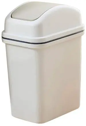 Trash Can Wastebasket 6L/10L/15L Plastic Trash Can with Rotating Cover Bathroom Kitchen Office Trash Bin,Rectangular Garbage Can for Indoor (Color : Gray,Size : 10L) (Gray 10L)