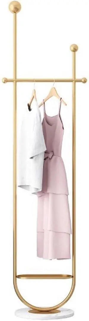 Marble Metal Coat Rack, Simple and Modern Floor-to-Ceiling Coat Rack, Bedroom Porch, Multi-Functional Rack, Suitable for Bedroom Living Room Balcony Window (A)