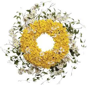 Daffodil Lane Wreath Beautiful Artificial Spring Wreaths Decorative Farmhouse Wreath Home Decoration for Porch (D 11.8 inch)