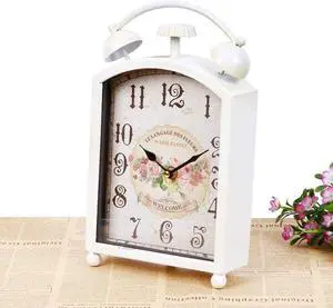 Mantel Clock Vintage Creative Single-Sided Silent Clock Bedroom Silent Clock Decoration 17x6x28.5cm (A) (B)