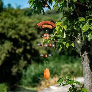 Wooden Wind Chimes Outdoor Courtyard Garden Copper Bell Courtyard Wind Chimes Wall Hanging Home Decoration Gift (Color : A, Size : One Size) (A One Size)
