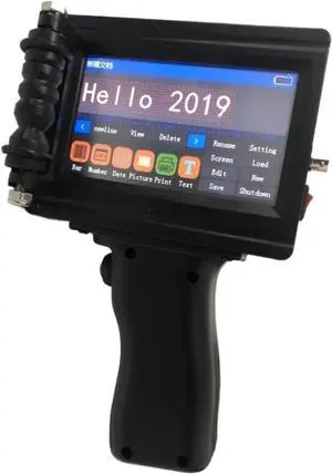 Handheld Printer, Small Portable Handheld Inkjet Printer for Bottle Craft Paper Bag Package Coding Expiry Date Brand Logo Printing Machine,for Small Industrial(Black Ink)