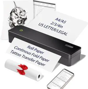 Portable Printer, Portable Printers Wireless for Travel, Inkless Printer, Support A4&A5 & 8.5 x 11inch Thermal Paper for Office, Travel, Home, School, Support iOS, Android, Windows (Metallic)