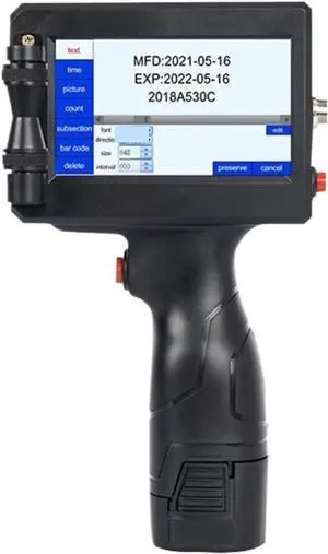 Mini Inkjet Printer, Portable Smart Handheld Label Inkjet Printer with Production Date QR Code Encoder Supports Multiple Languages,for Text Barcode Batch Number