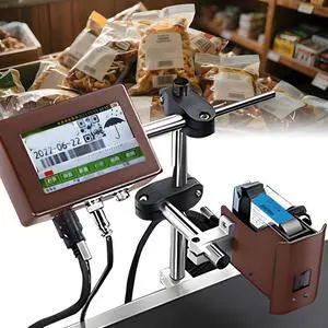 Inkjet Printer Online Batch Encoder,Automatic Inkjet Coding Machine,with Touch Screen,Inkjet Coder for Printing Text, Number,Manufacturing/Expiry Date T6