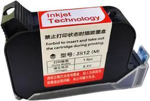 1pcs JS12 JS12M Compatible Handheld Thermal Inkjet Printer with 600DPI 12.7mm Print Width Fast Dry Eco Solvent Ink Cartridge(1 Black)