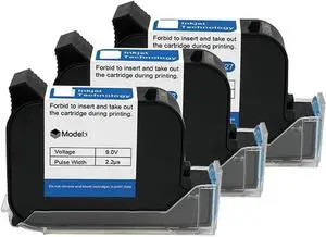 12.7mm Handheld Thermal Inkjet Printer Fast Dry Solvent Ink Cartridge Unencrypted Handheld Printer Black Ink Wide Printing Material(3PCS)