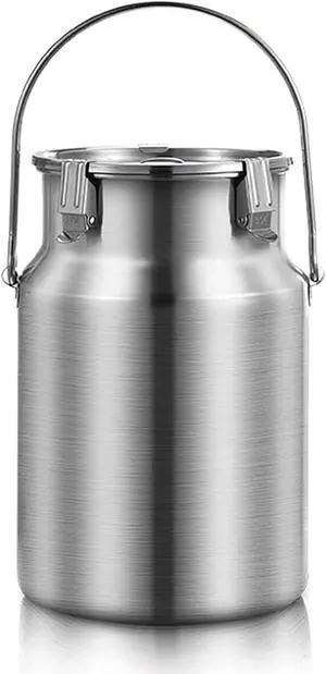 Milk Can 304 Stainless Steel Milk Transport Bucket Wine Pail Barrel Milk Canister Tote Jug with Airtight Lid and Single Handle for Liquids