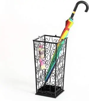 Umbrella Storage Umbrella Stands Rack Black Umbrella Stand Holder Entryway Hall Hallway Decor Compatible with Canes Walking Sticks Storage Metal Iron Art Holder Stand