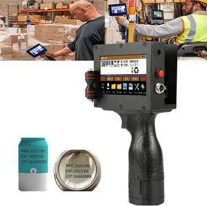 Handheld Inkjet Printer, Quick-Drying Portable Handheld Printer with 4.3 Inch Touch Screen, Labeler Printing Height 2-12.7Mm for Logo/Date/Barcode/Qr Code/Label Etc