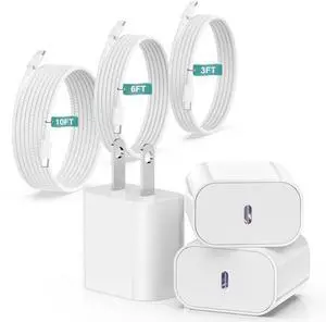 iPhone 17 16 15 Charger Fast Charging 20W USB C Wall Charger Block with 3 Pack [3ft+6ft+10ft] USB C to C Cable Fast Charging for iPhone 15/16/17 Pro Max/17 Air/15/16 Pro/15/16 Plus/iPad Pro/Samsung