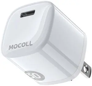 Super Fast 30W GaN Type C Charger Block, MOCOLL 30W USB C Wall Charger, Safe Charging Power Adapter for iPhone 15 Pro Max/14/13/12/11/iPad/AirPods/Galaxy S23 Ultra/S22/Pixel 8 Pro (White)