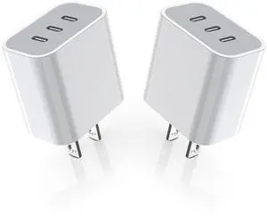 iPhone 16/17 Charger Block,USB C Charger [2 Pack] 35W 3-Port Wall Cube Fast Type C Charging Block PD Power Adapter for iPhone 17/17 Pro Max/16/16Pro/15/15Pro/14 Pro Max/13/12/11, iPad,Galaxy,Pixel 4/3