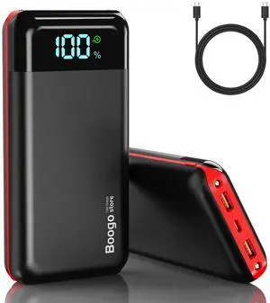 Portable Charger Power Bank 52800mAh Powerbank PD 30W and QC 4.0 Fast Charging Built-in Bright flashlight LED Display 2 USB 1Type-C Output External Battery Pack for iPhone, Samsung, iPad etc (red)