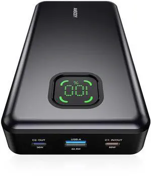 65W Power Bank, 25000mAh Travel Essential USB C Laptop Portable Charger, 100W Total Fast Charging Battery Pack for MacBook Dell XPS iPad Tablet Steam Deck iPhone 17-12 Series Samsung Switch and More