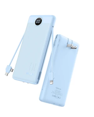 Portable Charger AC Plug and Built-in-Cables 10000mAh Fast Charging | Power Bank 22.5W fast charge, LED display, Micro, USB-C and Phone cables, 4 outputs, 8 oz, airline approved Portable Charger AC Plug and Built-in-Cables 10000mAh Fast Charging | Power Bank 22.5W fast charge, LED display, Micro, USB-C and Phone cables, 4 outputs, 8 oz, airline approved