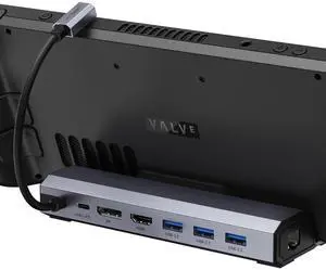 JSAUX Docking Station for Steam Deck/Rog Ally/Legion Go, 7-in-1 Steam Deck Dock with HDMI 4K@60Hz, DisplayPort, Gigabit Ethernet, USB A 3.2 and 100W Charge Compatible with Steam Deck OLED-HB0702