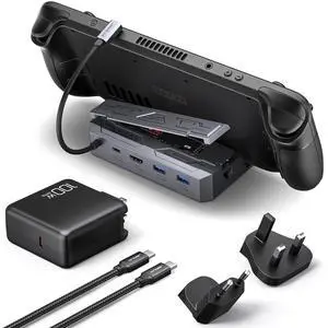JSAUX Steam Deck Dock with 100W Charger, 6-in-1 M.2 Docking Station for Steam Deck/ROG Ally, 4K@60Hz HDMI, Gigabit Ethernet, PD 100W, 10Gbps USB A&C 3.2, M.2 Slot (Up to 2TB)-HB0604 (SSD Not Included)