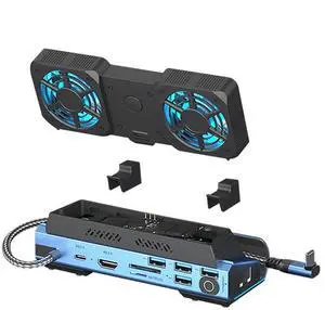 14-in-1 Docking Station for Steam Deck, ROG Ally X & Legion Go, Dual Cooling Fan USB C Docking Station with HDMI 4K 60Hz, 1000Mbps, 4*USB 3.0, USB C 100W PD, SD TF Slot