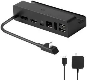 Docking Station for Steam Deck&Steam Deck OLED with Charger,7 in 1 Steam Deck Dock with 45W AC Adapter,HDMI,USB Port,Gigabit Ethernet,Steam Deck Charging Dock Stand (Docking Station Wtih Adapter)