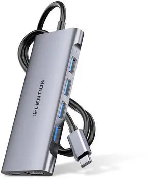 LENTION USB C Hub, 6-in-1 USB C Dongle with 3.3ft Long Cable, 4-Port USB 3.0 Hub, 4K HDMI Adapter, 100W PD Charging, for MacBook Pro/Air, Dell XPS, HP, Chromebook, Steam Deck (C35-1M, Space Gray)