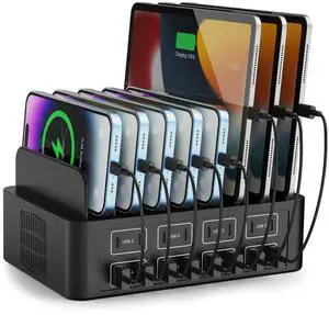 150W/35A Charging Station for Multiple Devices, RUANSZZ 16 Port USB~C Fast Charging Station, Multiple Charger Organizer Compatible with Cell Phone, iPad, Kindle, Tablet and Other Electronic