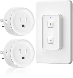 Remote Control Outlet, WILAWELS Wireless Light Switch, Expandable Remote Outlet Switch for Light, Lamps, Appliance, 100ft RF Range, FCC Listed (1 Controller + 2 Outlets) W14RC1206