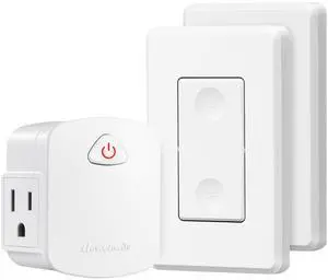 DEWENWILS Wireless Remote Wall Switch and Outlet, Remote Control Outlet Light Switch for Christmas Decoration, Expandable, 15A/1875W, 100ft RF Range, ETL Listed (1 Outlet and 2 Remotes)