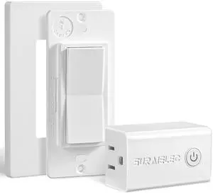 SURAIELEC Wireless Light Switch, Remote Control Outlet, Decorator Rocker Wall Switch, 15 AMP, 100ft RF Range, No Wiring No WiFi, for Plug in Pendant Light, Lamp, Small Electrical Appliance