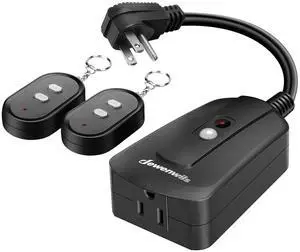 DEWENWILS Remote Control Outlet with 2 Wireless Remotes for Christmas Light, Weatherproof Remote Light Switch, 15 amp Heavy Duty Remote Controlled Light Switch, 100 FT, No Interference, UL Listed