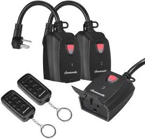 DEWENWILS Outdoor Indoor Wireless Remote Control Outlet with 2 Remotes, 3-Prong Remote Plug Weatherproof, 15A Heavy Duty, 100FT Range, Electrical Plug for Christmas Lights Lamp/Fans, ETL Listed