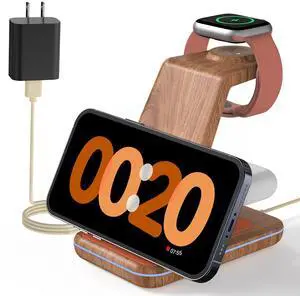 JoyGeek 3 in 1 Charging Station for Apple Devices, Wireless Charger Stand for iPhone 17/16/15/14/13/12/11/SE/X Pro Max Plus - Apple Watch 11/10/9/Ultra 2/8/SE/7/6/5 - AirPods Pro 2/3/2 JoyGeek 3 in 1 Charging Station for Apple Devices, Wireless Charger Stand for iPhone 17/16/15/14/13/12/11/SE/X Pro Max Plus - Apple Watch 11/10/9/Ultra 2/8/SE/7/6/5 - AirPods Pro 2/3/2